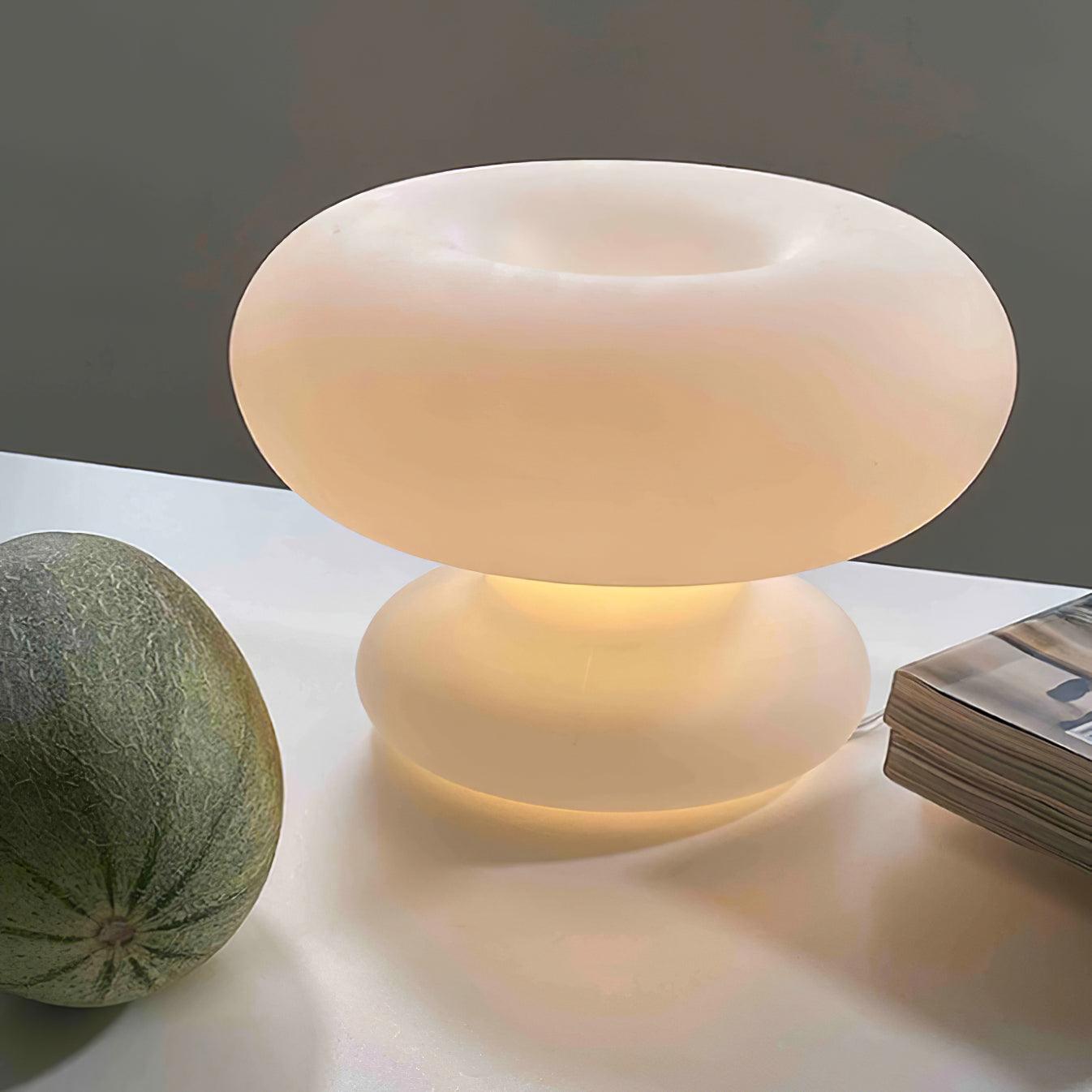 Donut Table Lamp | Frosted Glass & Metal | White