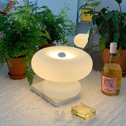 Donut Table Lamp | Frosted Glass & Metal | White