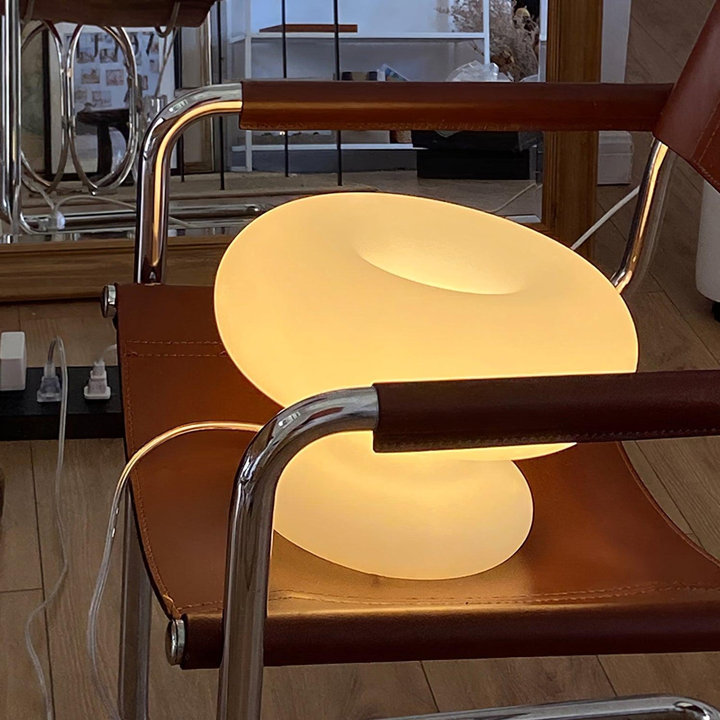 Donut Table Lamp | Frosted Glass & Metal | White