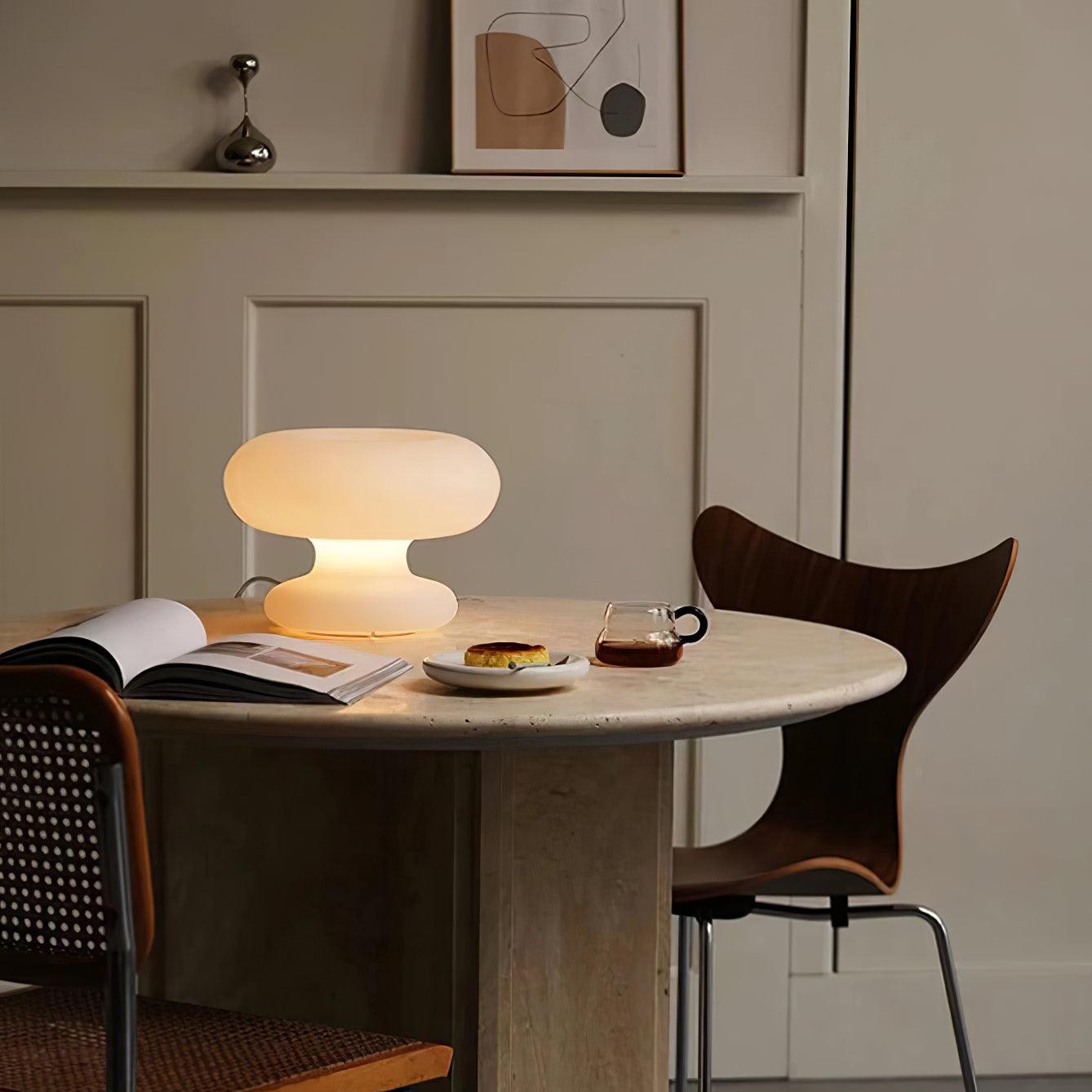 Donut Table Lamp | Frosted Glass & Metal | White