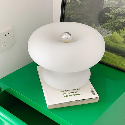 Donut Table Lamp | Frosted Glass & Metal | White