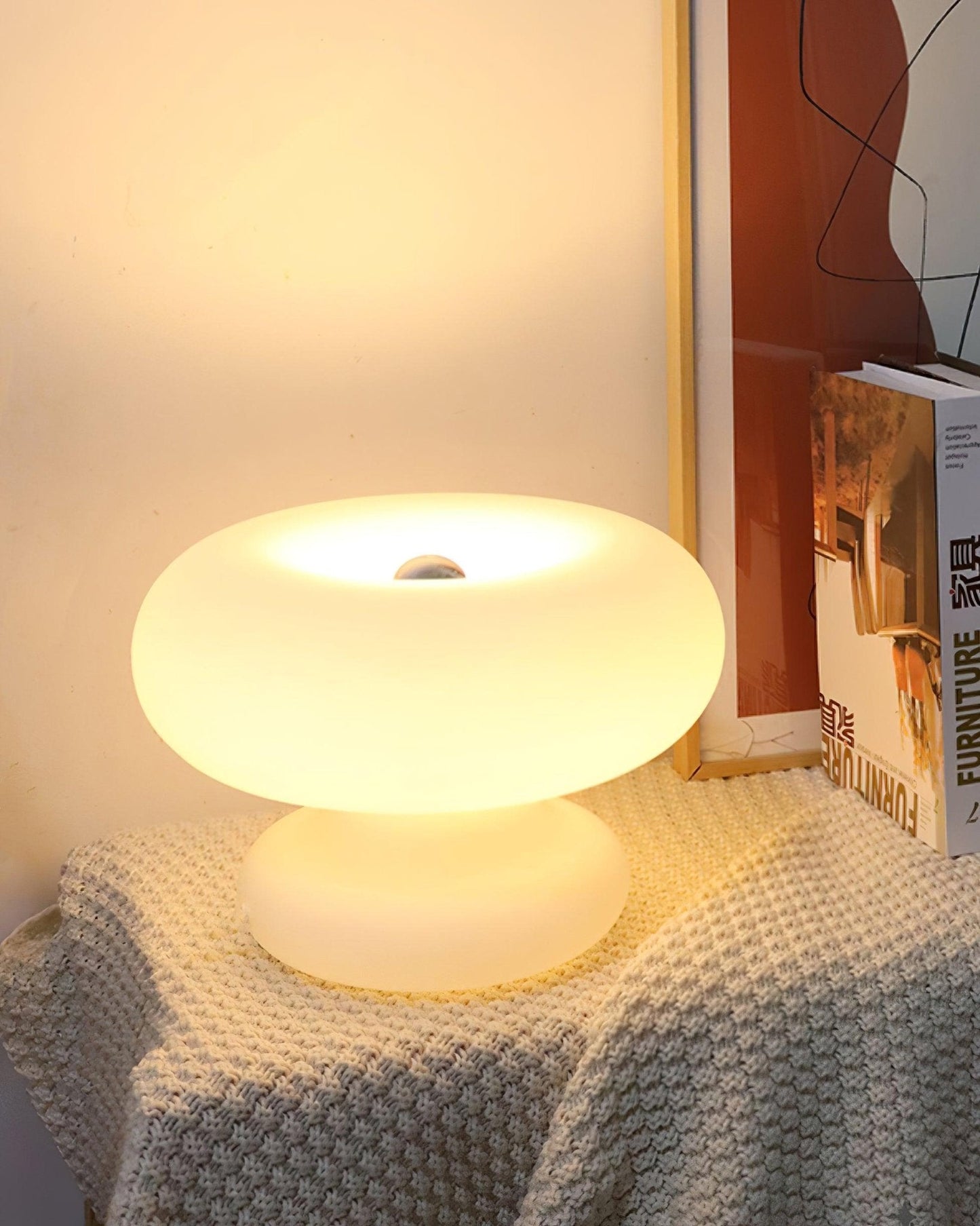 Donut Table Lamp | Frosted Glass & Metal | White