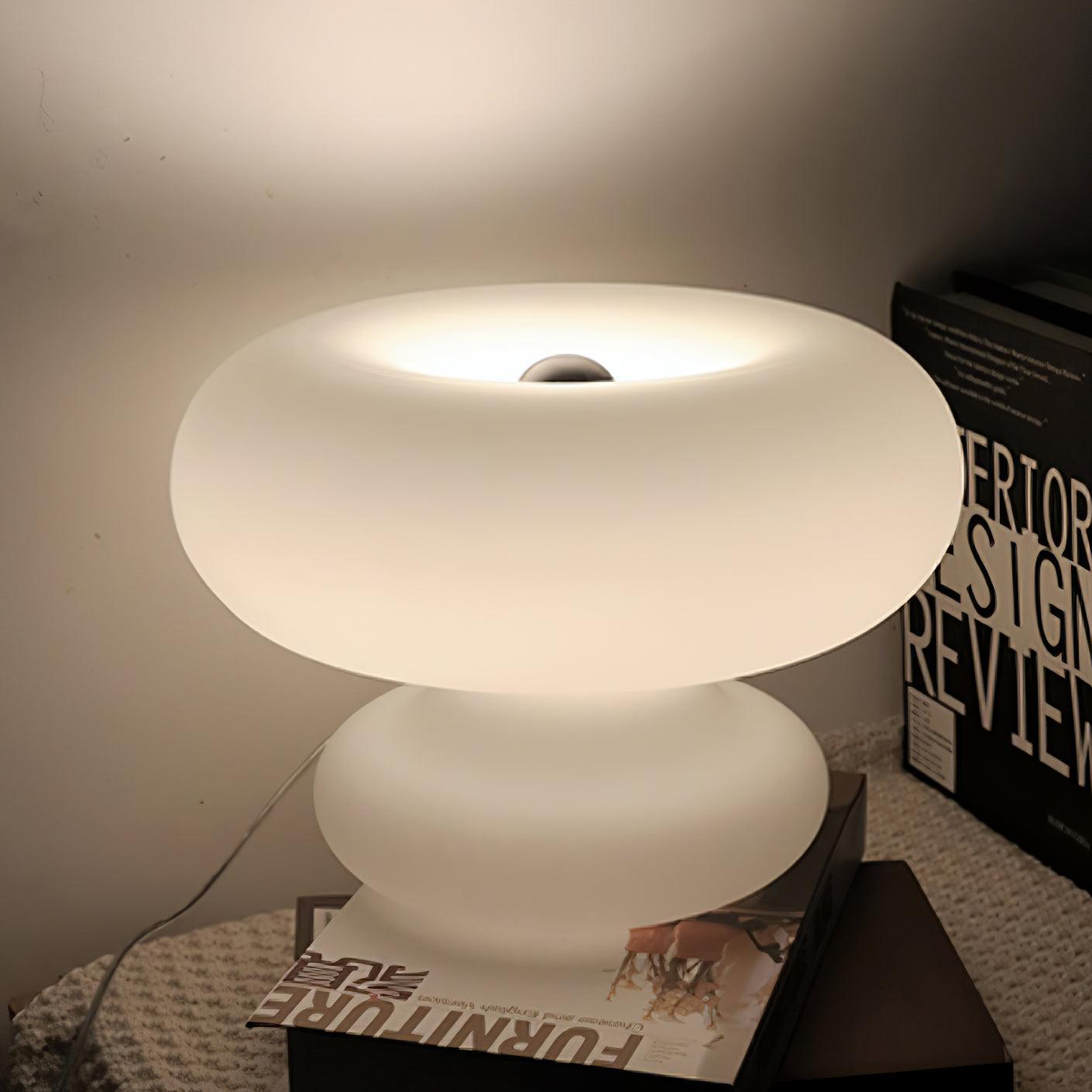 Donut Table Lamp | Frosted Glass & Metal | White