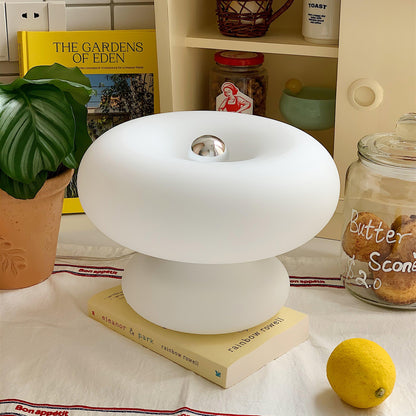 Donut Table Lamp | Frosted Glass & Metal | White