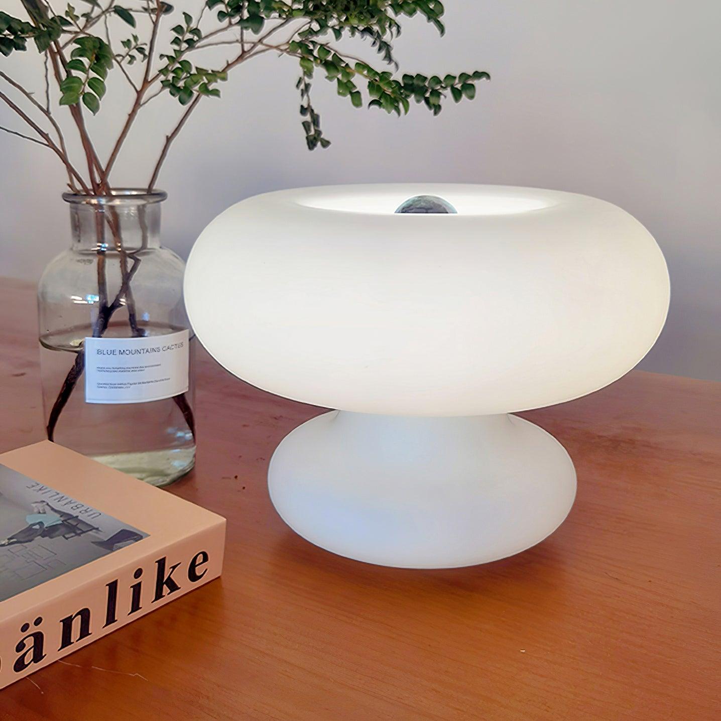 Donut Table Lamp | Frosted Glass & Metal | White