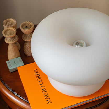 Donut Table Lamp | Frosted Glass & Metal | White