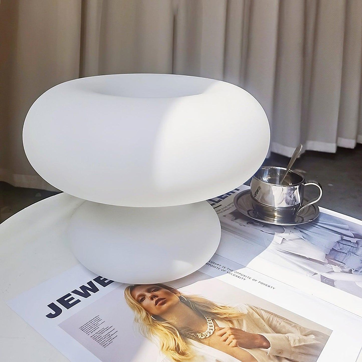 Donut Table Lamp | Frosted Glass & Metal | White