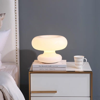 Donut Table Lamp | Frosted Glass & Metal | White