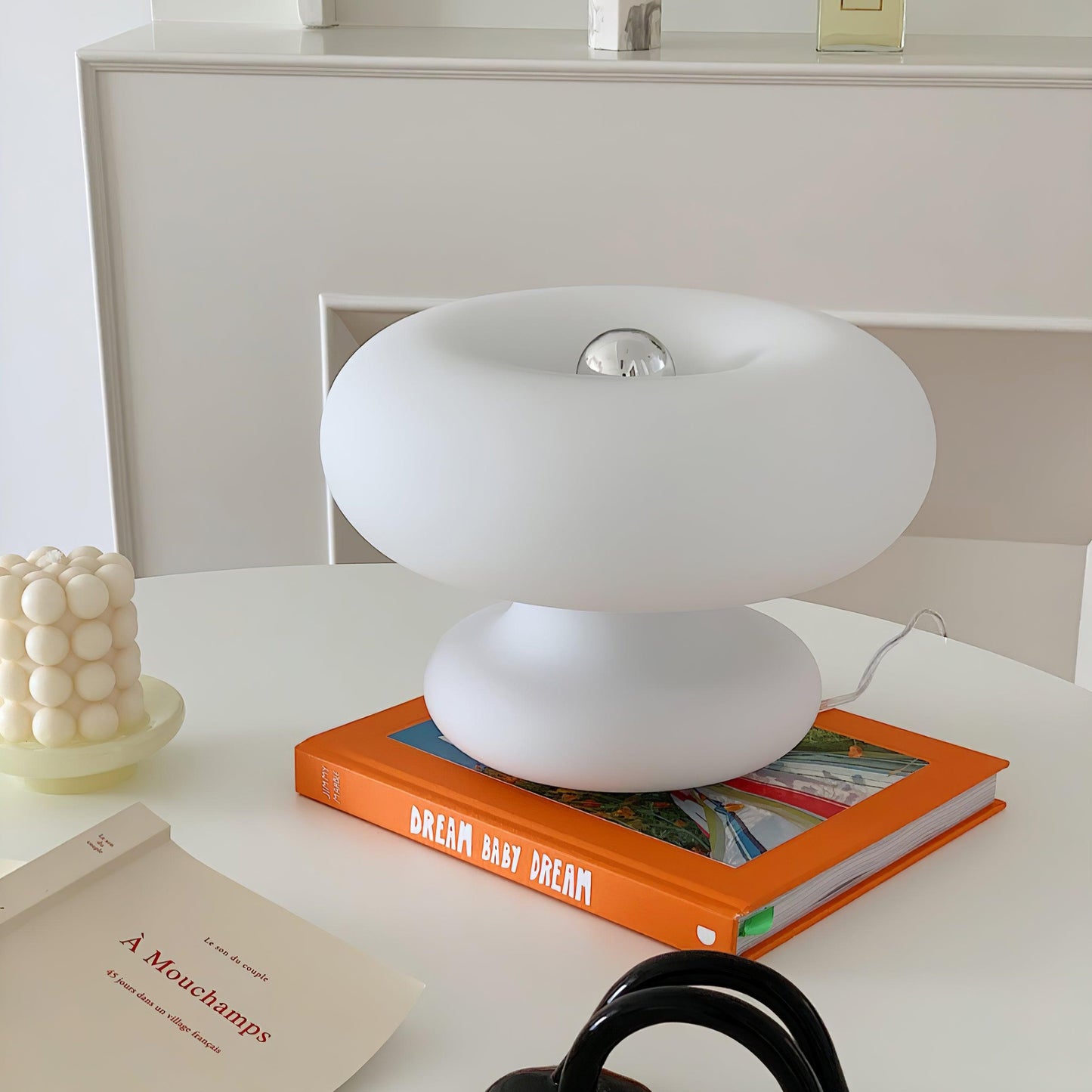 Donut Table Lamp | Frosted Glass & Metal | White