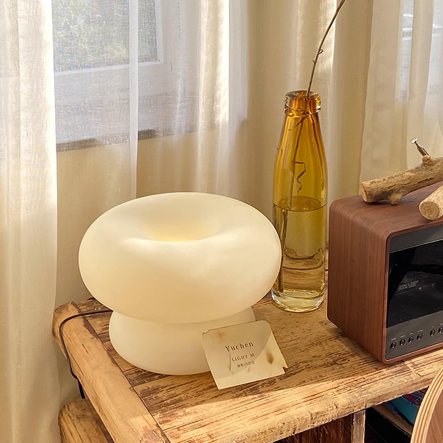 Donut Table Lamp | Frosted Glass & Metal | White