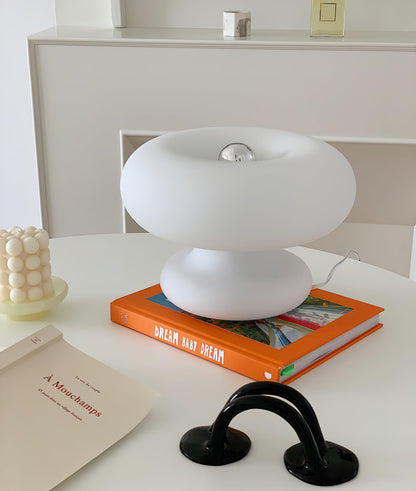 Donut Table Lamp | Frosted Glass & Metal | White