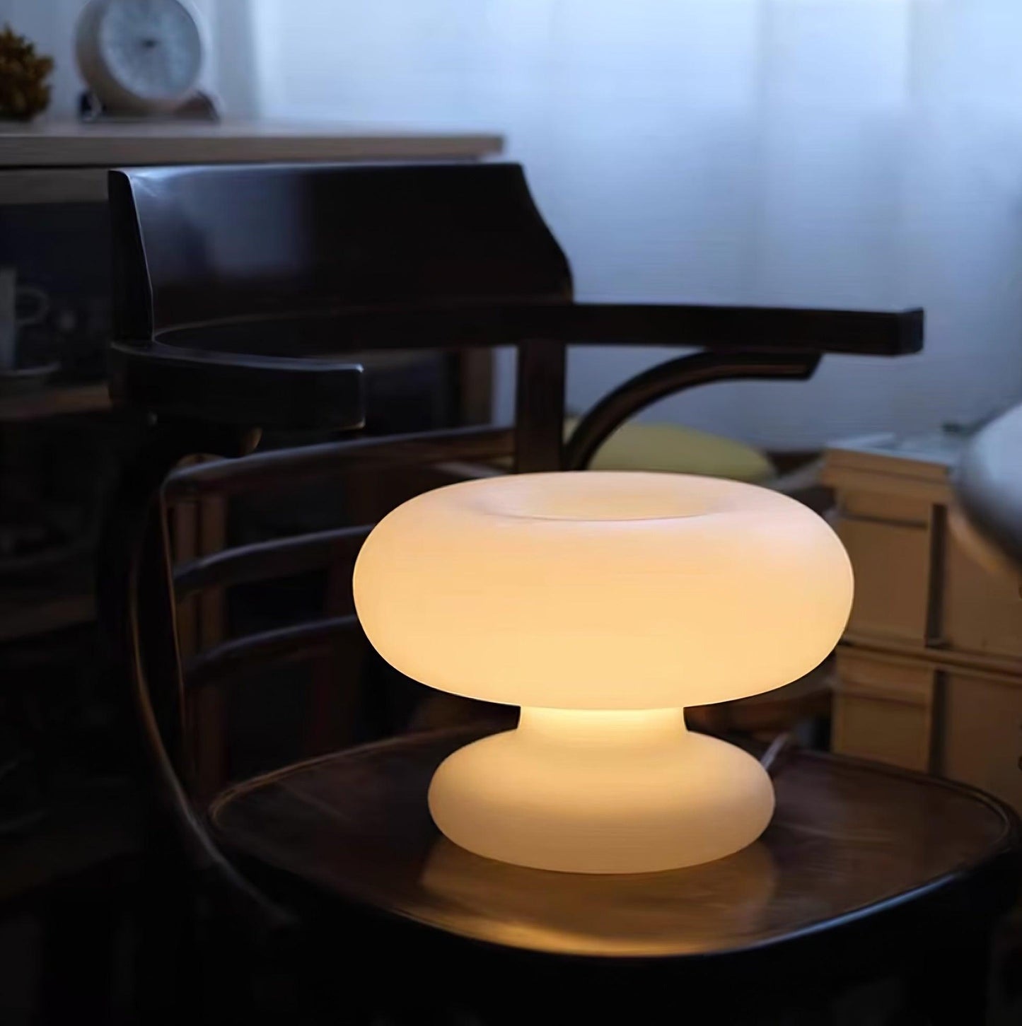 Donut Table Lamp | Frosted Glass & Metal | White