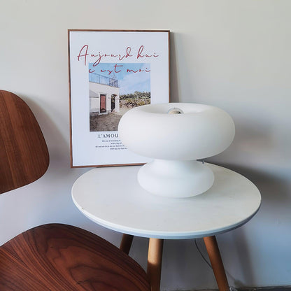 Donut Table Lamp | Frosted Glass & Metal | White