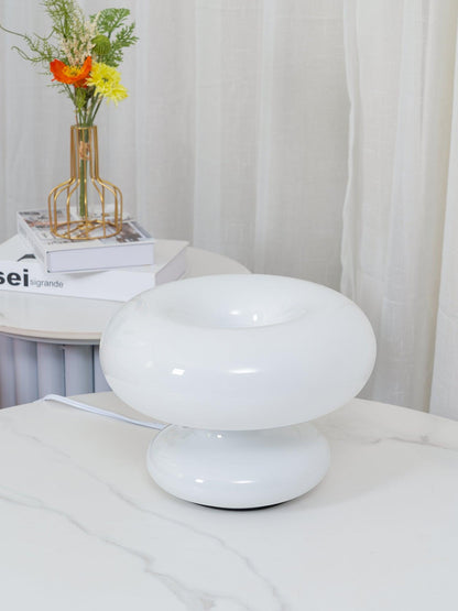 Donut Table Lamp | Frosted Glass & Metal | White