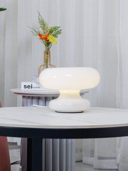 Donut Table Lamp | Frosted Glass & Metal | White