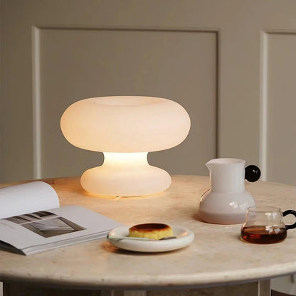 Donut Table Lamp | Frosted Glass & Metal | White