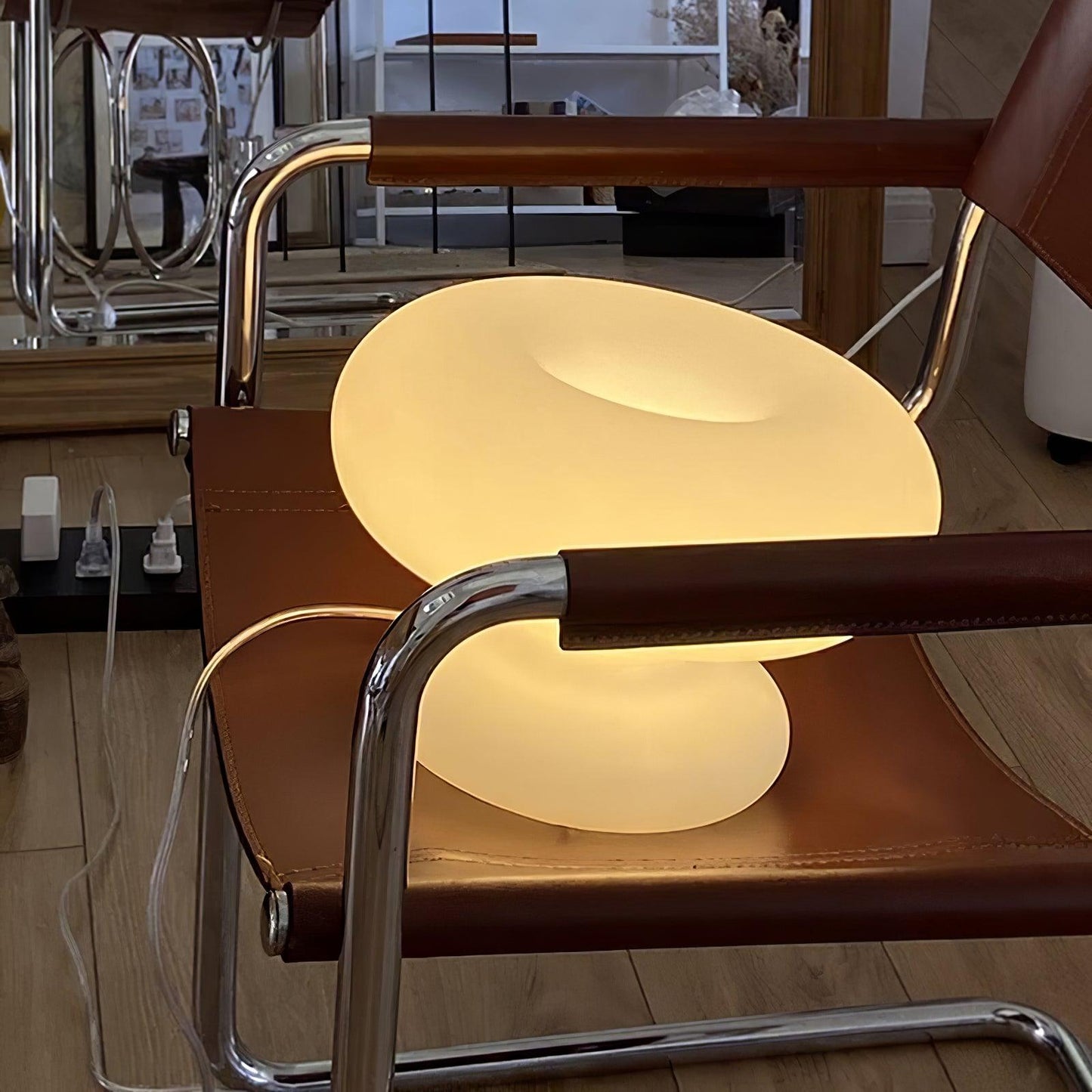Donut Table Lamp | Frosted Glass & Metal | White