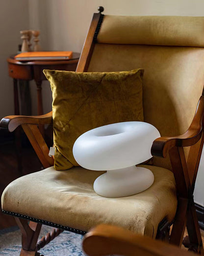 Donut Table Lamp | Frosted Glass & Metal | White