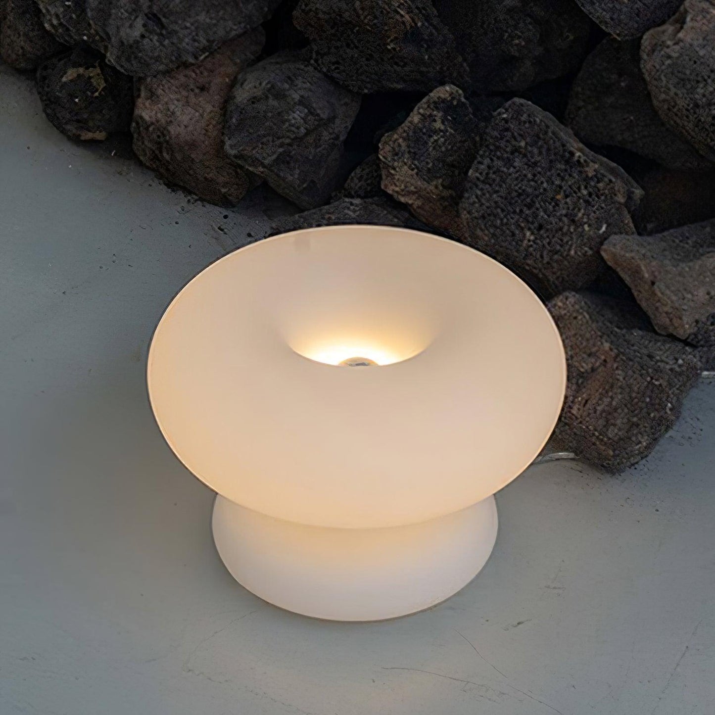 Donut Table Lamp | Frosted Glass & Metal | White