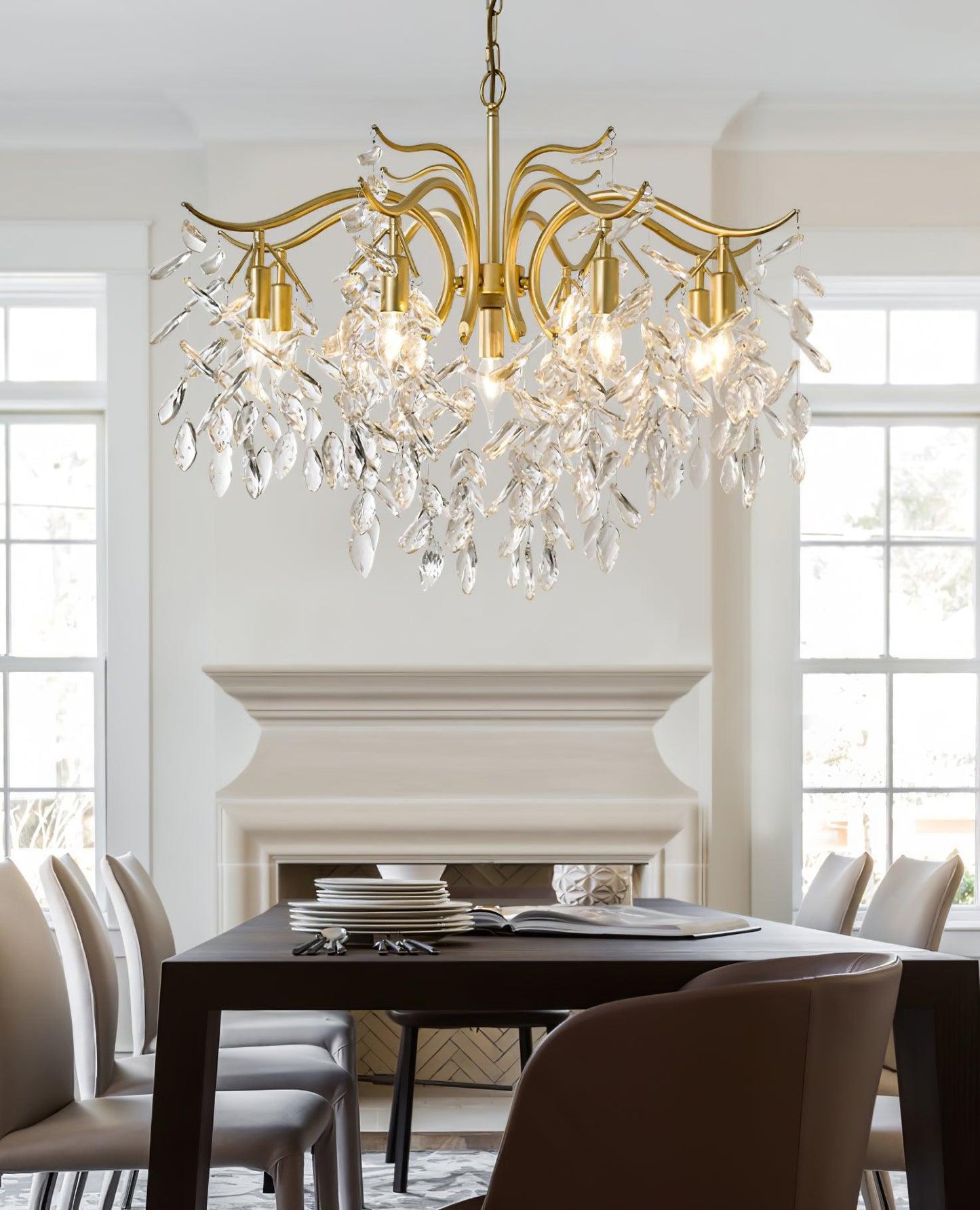Dorale Chandelier | Handcrafted Brass & Crystal | Multiple Sizes Available
