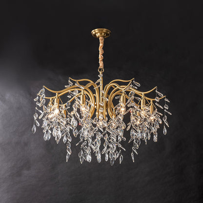 Dorale Chandelier | Handcrafted Brass & Crystal | Multiple Sizes Available