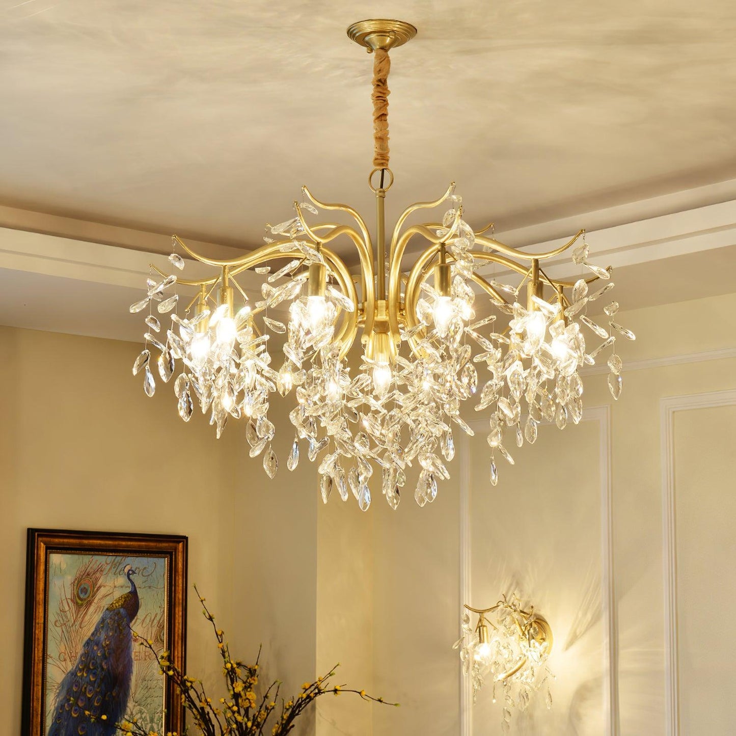 Dorale Chandelier | Handcrafted Brass & Crystal | Multiple Sizes Available