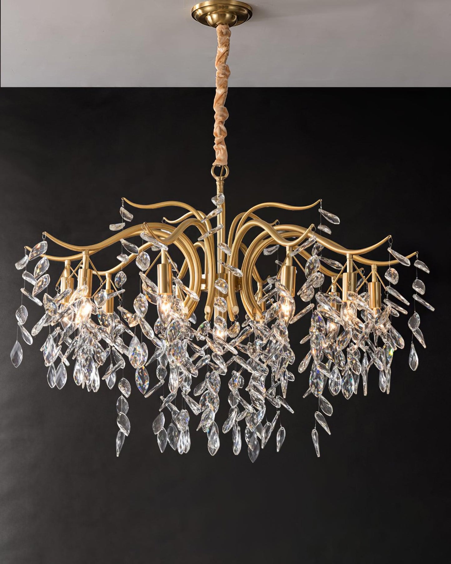 Dorale Chandelier | Handcrafted Brass & Crystal | Multiple Sizes Available