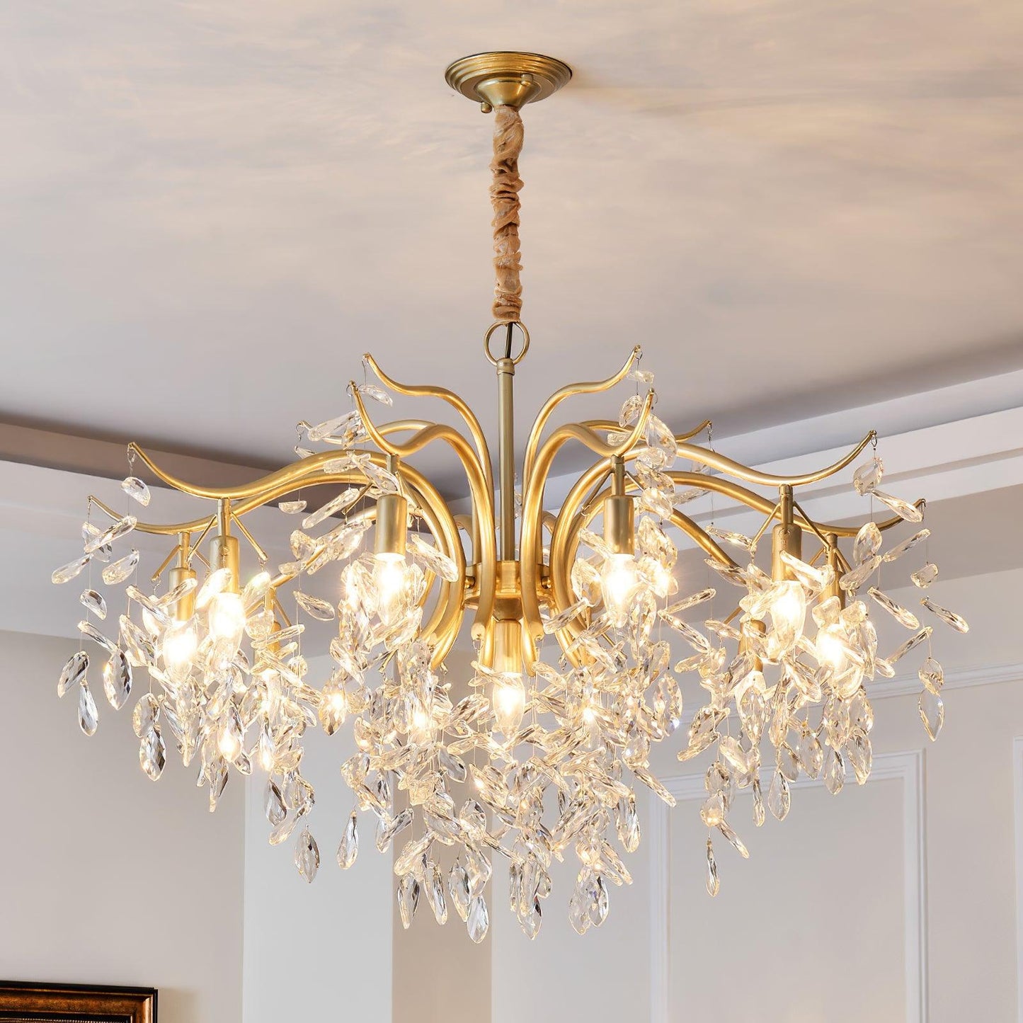Dorale Chandelier | Handcrafted Brass & Crystal | Multiple Sizes Available