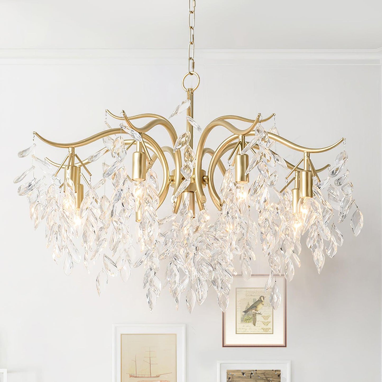 Dorale Chandelier | Handcrafted Brass & Crystal | Multiple Sizes Available