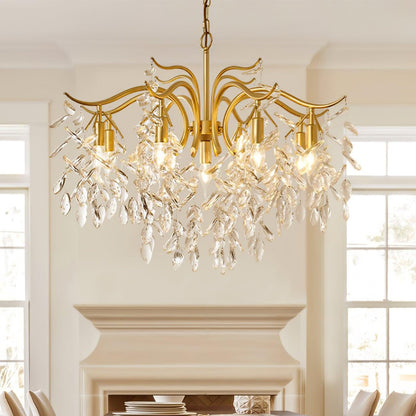 Dorale Chandelier | Handcrafted Brass & Crystal | Multiple Sizes Available
