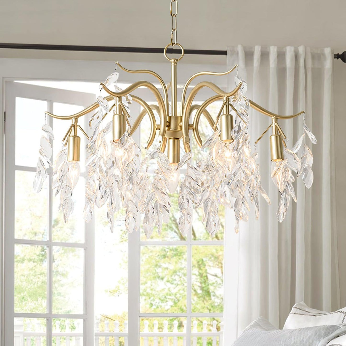 Dorale Chandelier | Handcrafted Brass & Crystal | Multiple Sizes Available