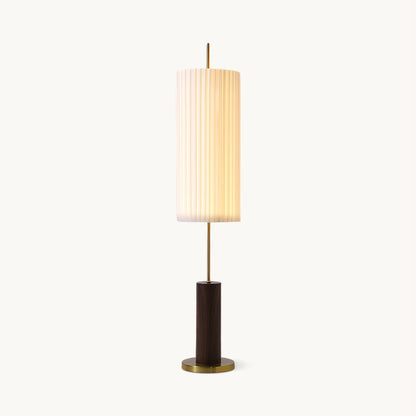 Dorica Floor Lamp | Metal & Wood | Gold and Walnut Color
