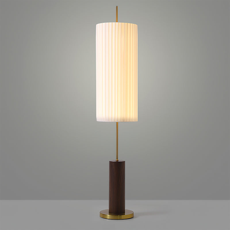 Dorica Floor Lamp | Metal & Wood | Gold and Walnut Color