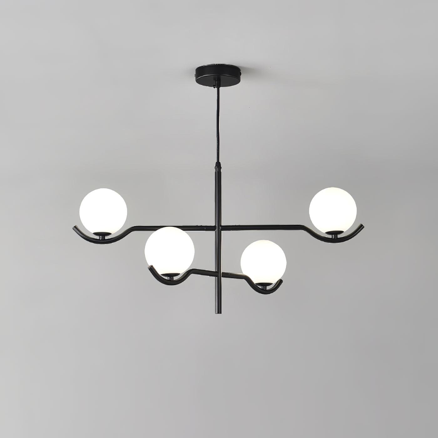 Doris Chandelier | Metal & Glass | Black & Gold Finish