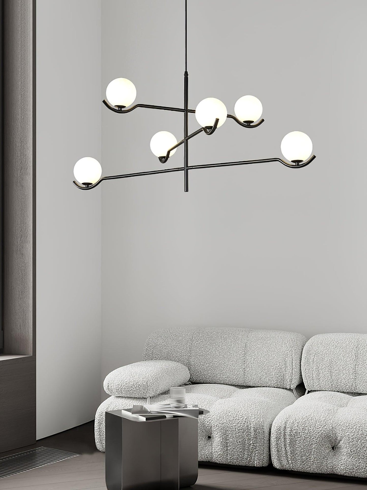 Doris Chandelier | Metal & Glass | Black & Gold Finish