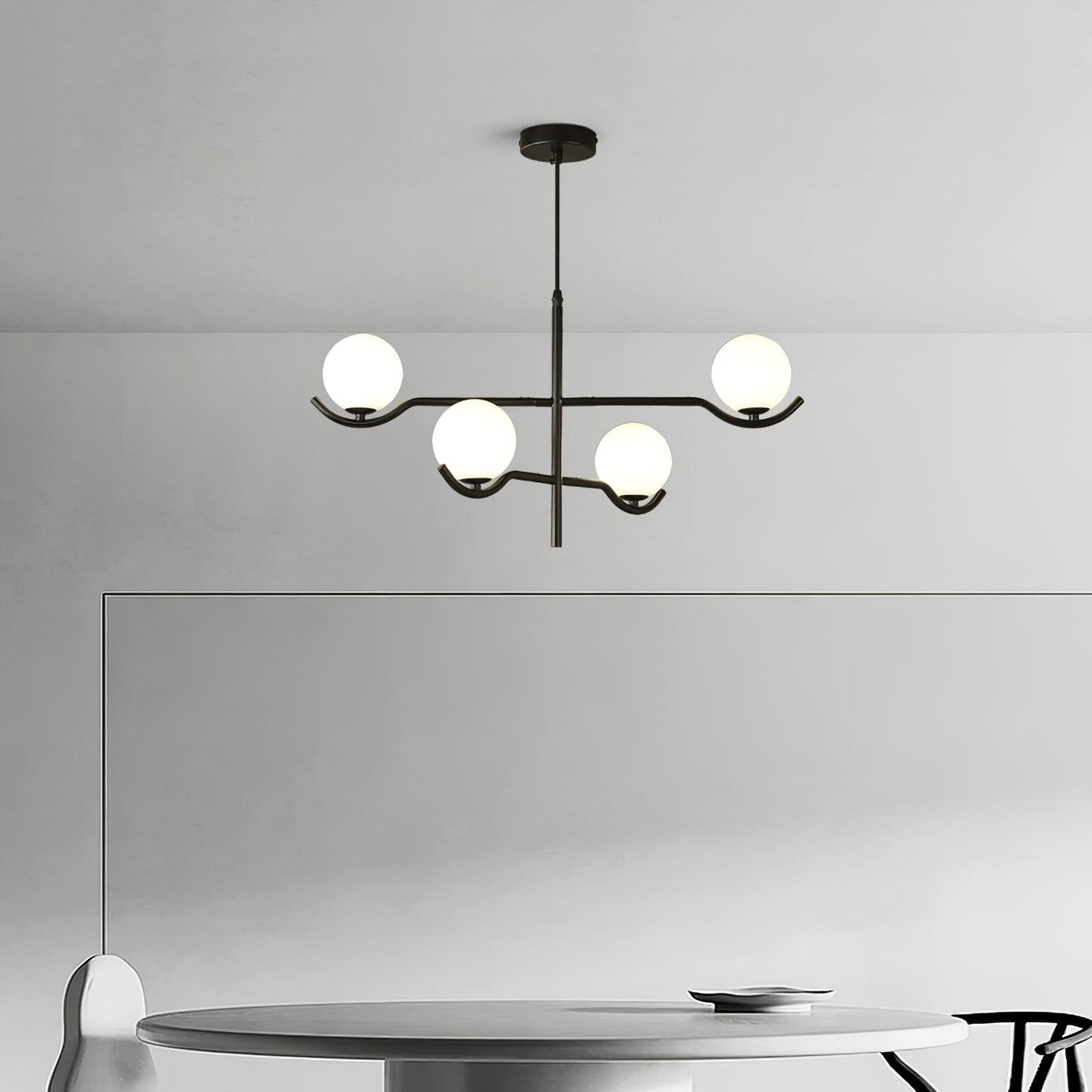 Doris Chandelier | Metal & Glass | Black & Gold Finish