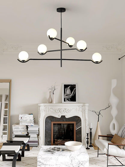 Doris Chandelier | Metal & Glass | Black & Gold Finish