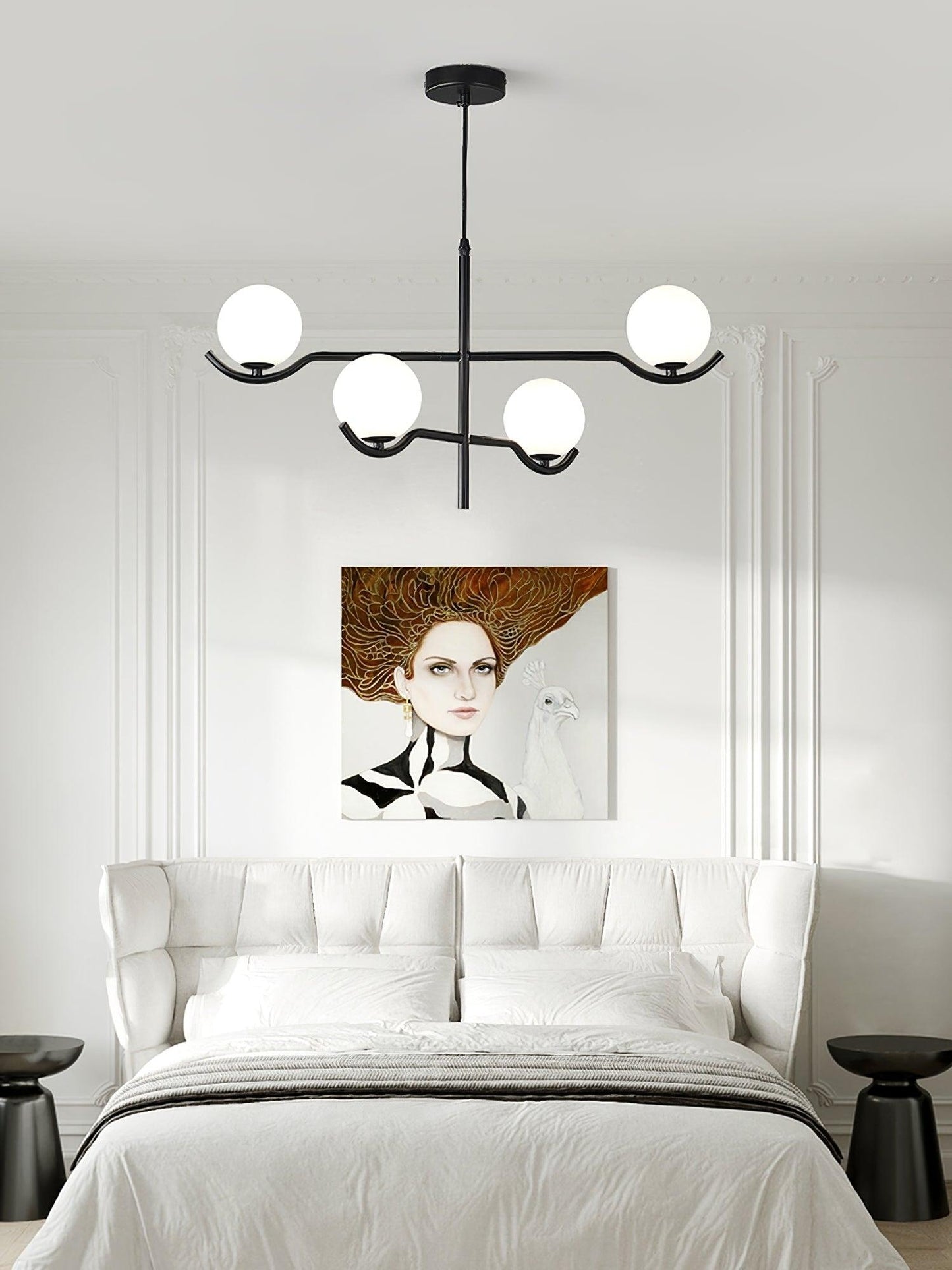 Doris Chandelier | Metal & Glass | Black & Gold Finish