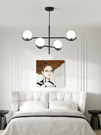 Doris Chandelier | Metal & Glass | Black & Gold Finish