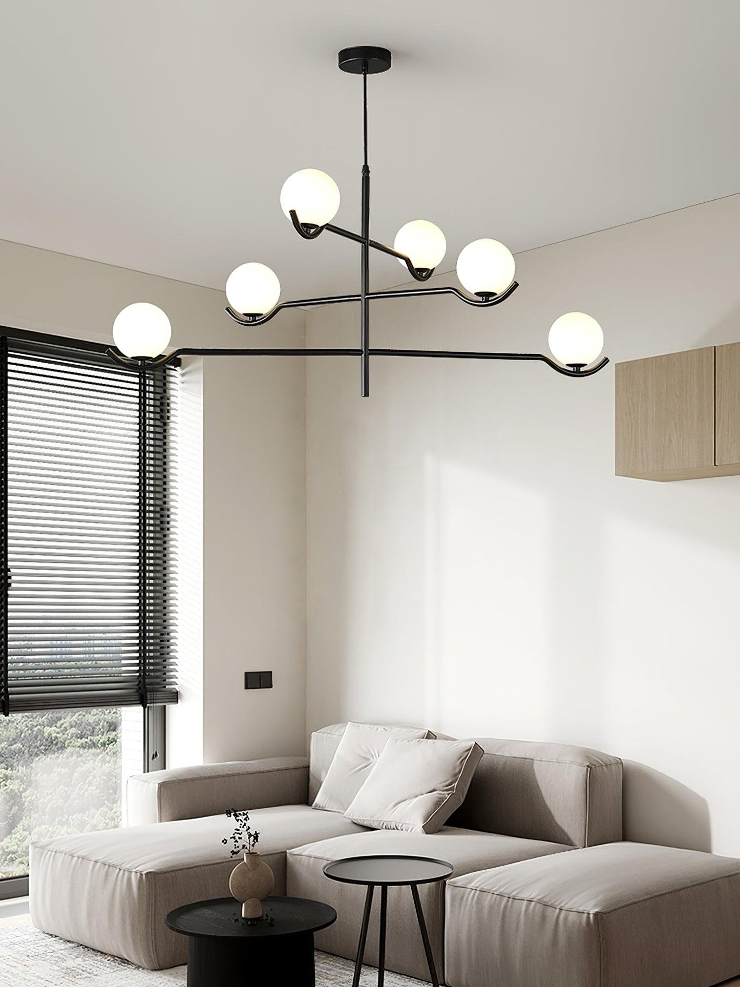 Doris Chandelier | Metal & Glass | Black & Gold Finish