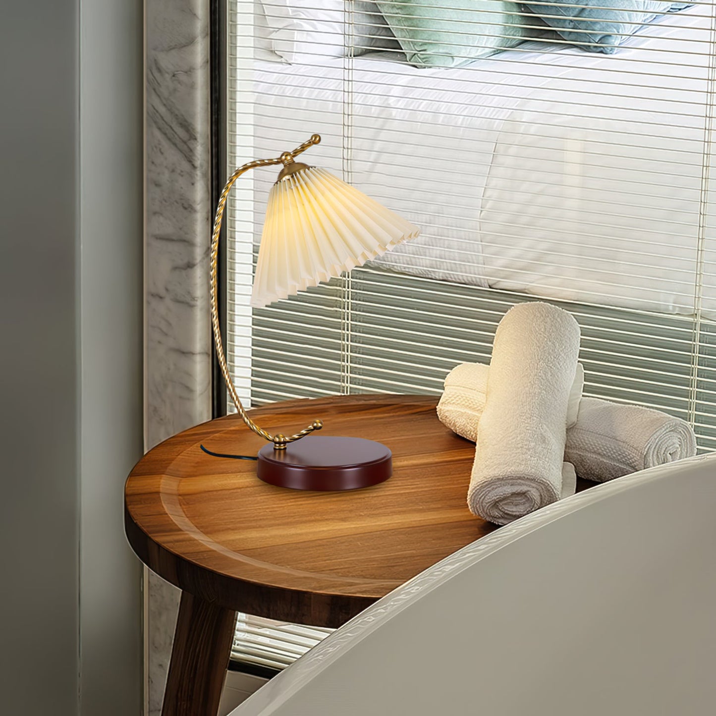 Dotty Table Lamp | Metal, Iron, Fabric, Glass | Gold, Walnut color