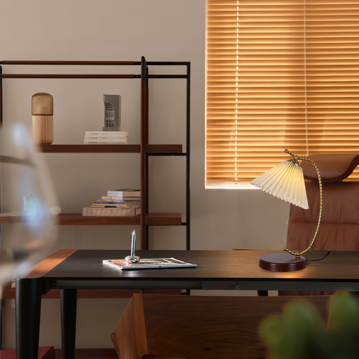 Dotty Table Lamp | Metal, Iron, Fabric, Glass | Gold, Walnut color