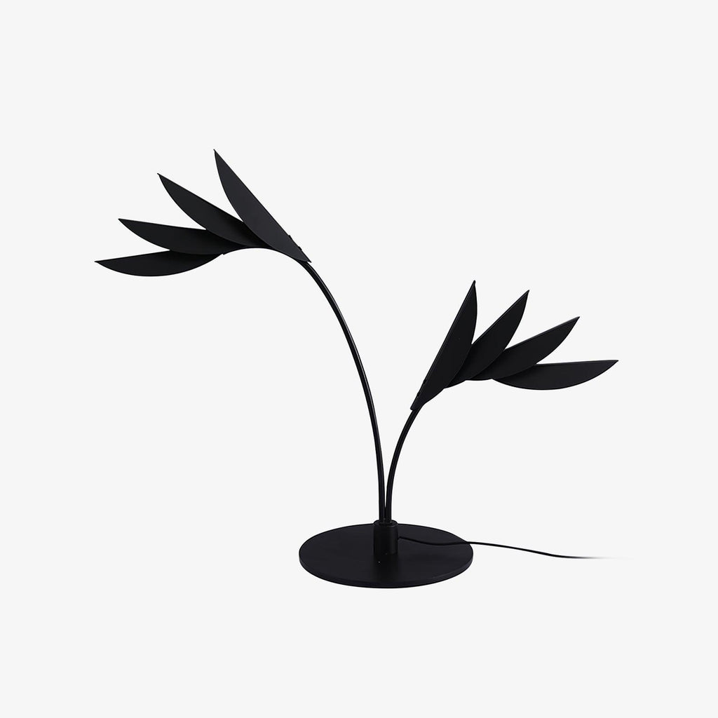 Double Leaf Table Lamp | Iron & Metal | Black