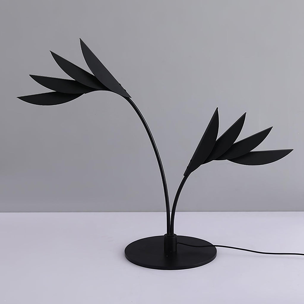 Double Leaf Table Lamp | Iron & Metal | Black