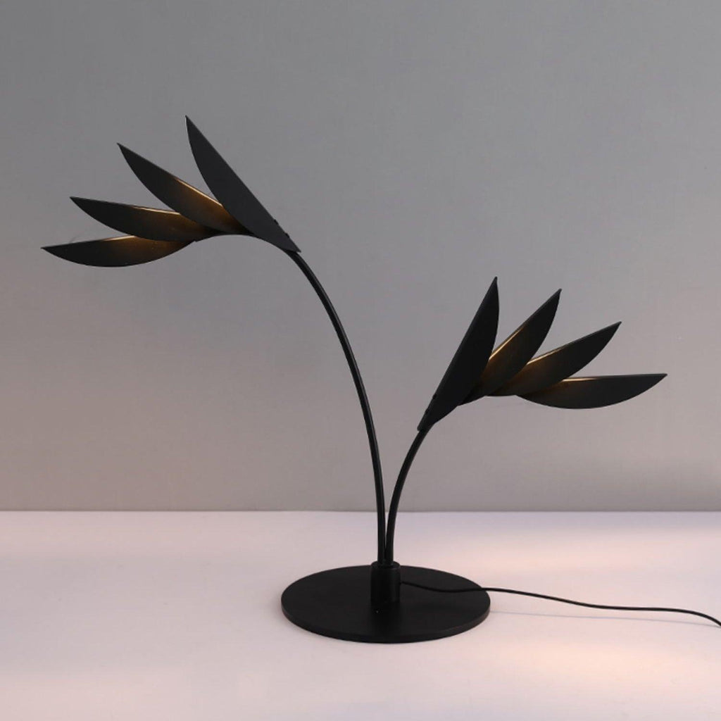 Double Leaf Table Lamp | Iron & Metal | Black