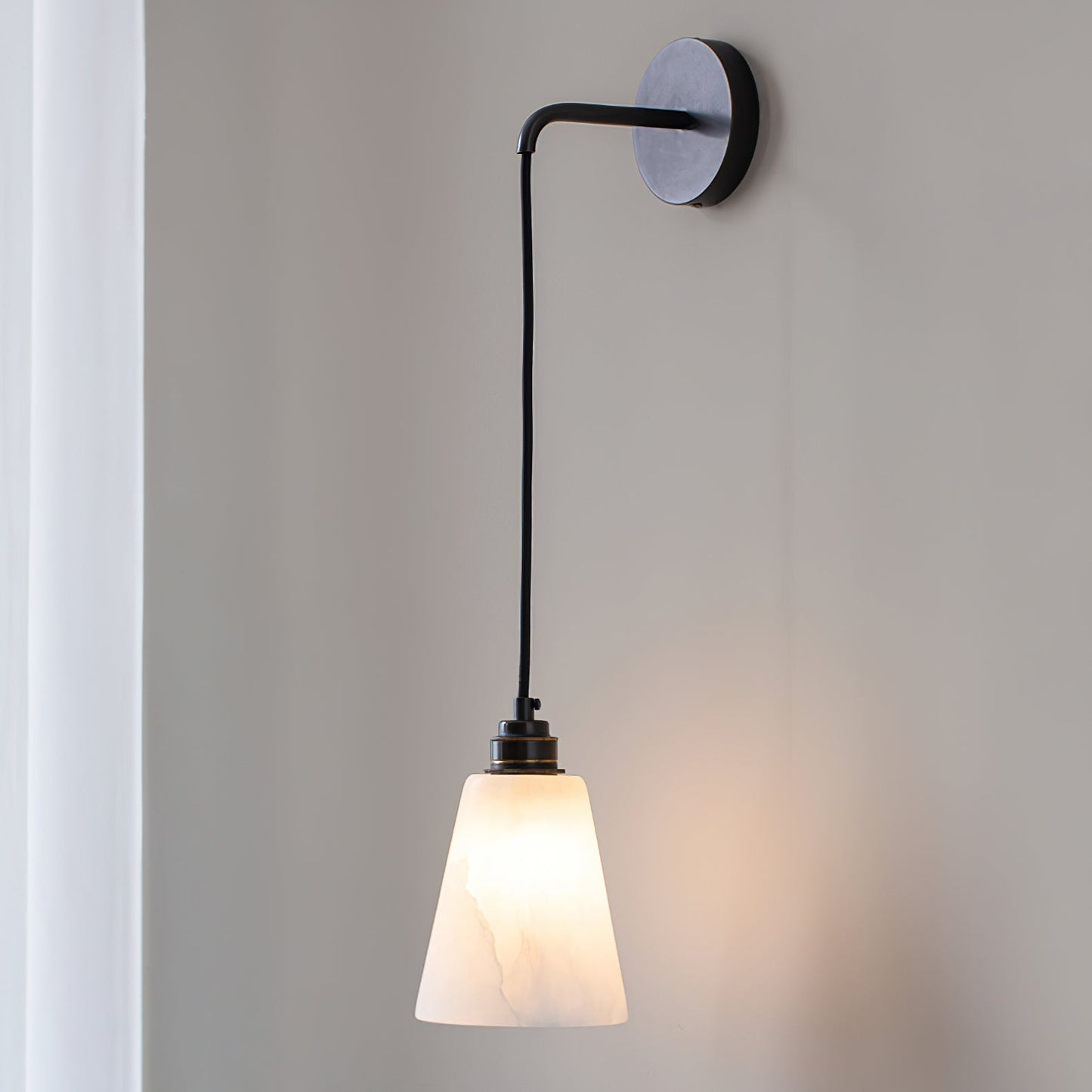 Droplet Wall Lamp | Alabaster & Metal | White, Gold or Black