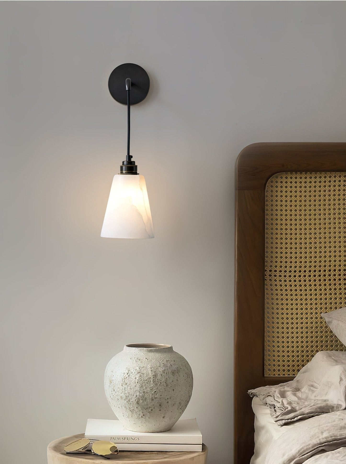 Droplet Wall Lamp | Alabaster & Metal | White, Gold or Black