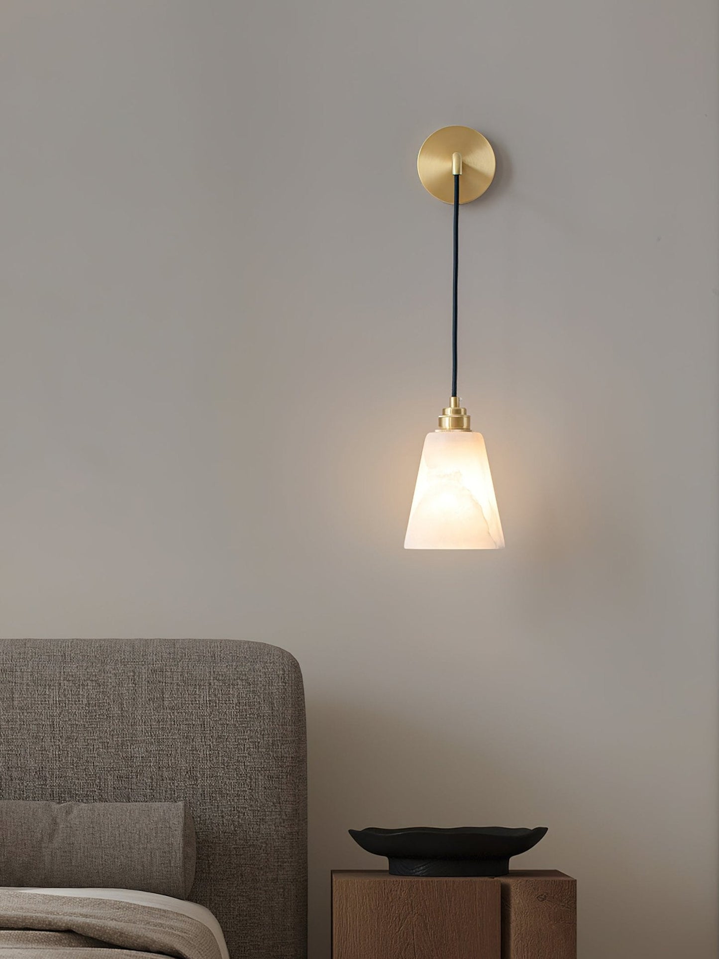 Droplet Wall Lamp | Alabaster & Metal | White, Gold or Black