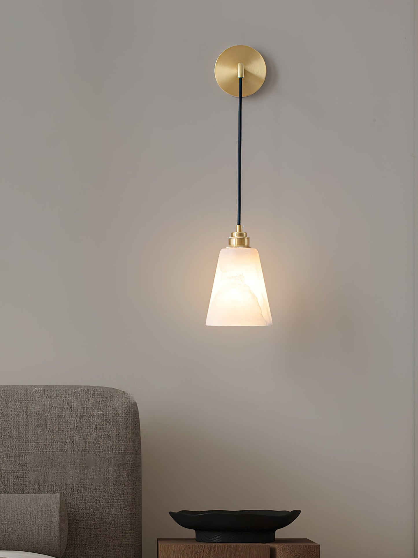Droplet Wall Lamp | Alabaster & Metal | White, Gold or Black