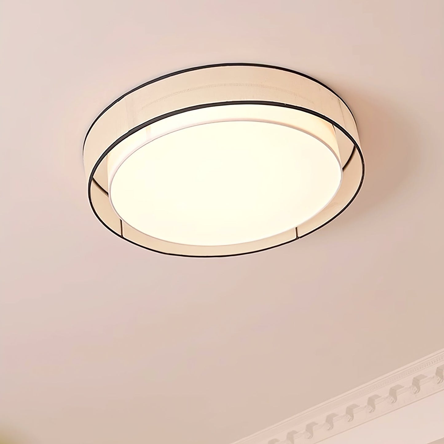 Drum Round Ceiling Lamp | Fabric Linen | Beige/Black/White